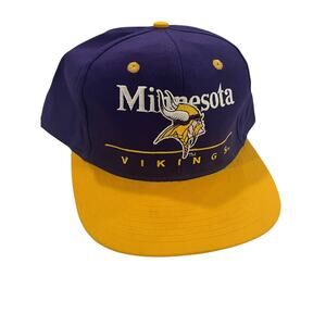 Vintage Minnesota Vikings Team NFL Snapback Flat Brim Hat Cap Sports 90s